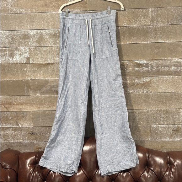 Athleta blue linen Cabo wide leg pant size 0 - Picture 3 of 9